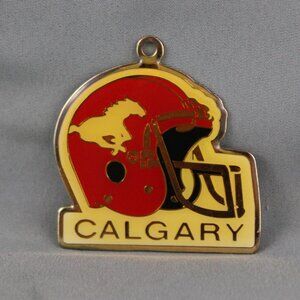 Vintage CFL Keychain - Calgary Stampeders Helmet - Metal Keychain